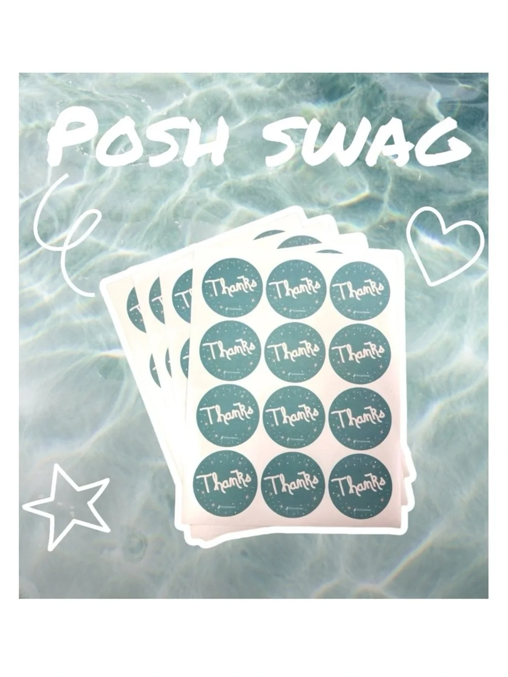new Poshmark ★ Set 48 Thank You Stickers ★ Blue ★ 2.5” Round ★ Limited Edition ★